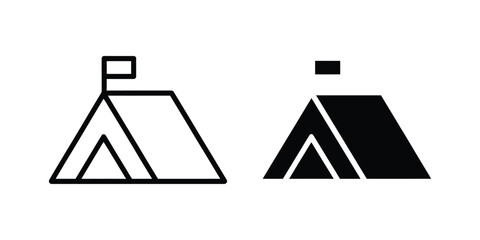 Military tent icon illustrations for camping, field operations, shelter, and outdoor activities ©   