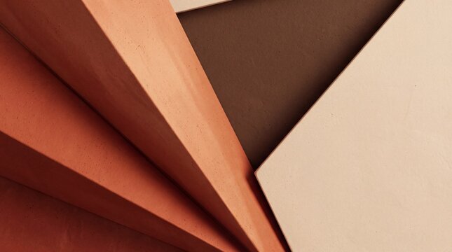 Minimalist Geometric Architecture Detail with Terracotta Concrete Angles