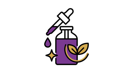 Obraz premium Natural herbal oil dropper bottle with leaf.