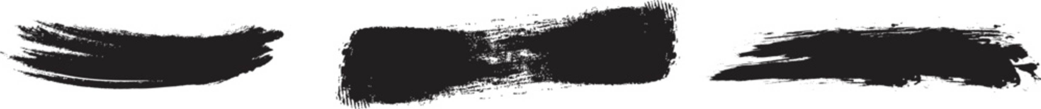 Black dry brush stroke paint swipe abstract artistic grunge texture background vector illustration.