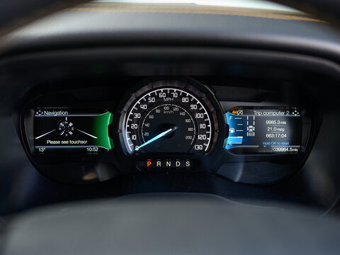 Detailed car dashboard view
