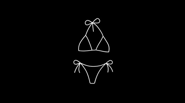 Animated outline icon of a beach bikini&mdash;cute and lovely&mdash;featuring a cartoon doodle style, motion graphics, and 4K video.