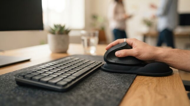 Ergonomic Vertical Mouse and Keyboard Setup for Comfortable Office Computer Work