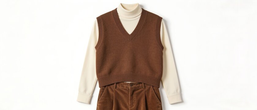 Brown and beige vintage dress uniform ensemble.