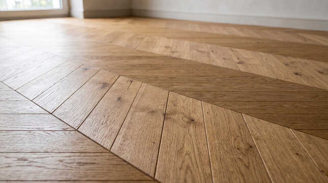 Chevron wood parquet flooring with natural textures  