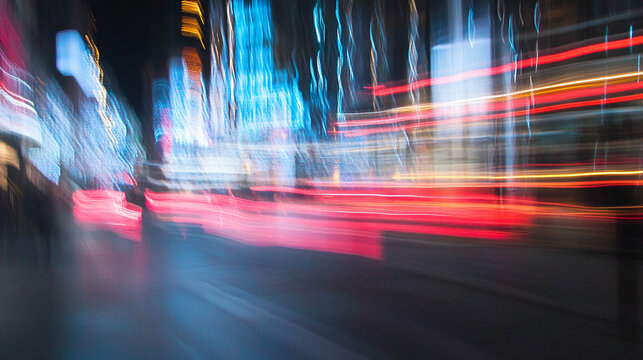 Abstract Urban Light Trails and Motion Blur at Night