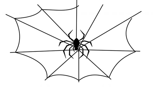 Spider spinning web animation sequence silhouette