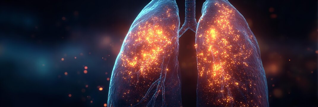 Cinematic medical image of the human lungs .