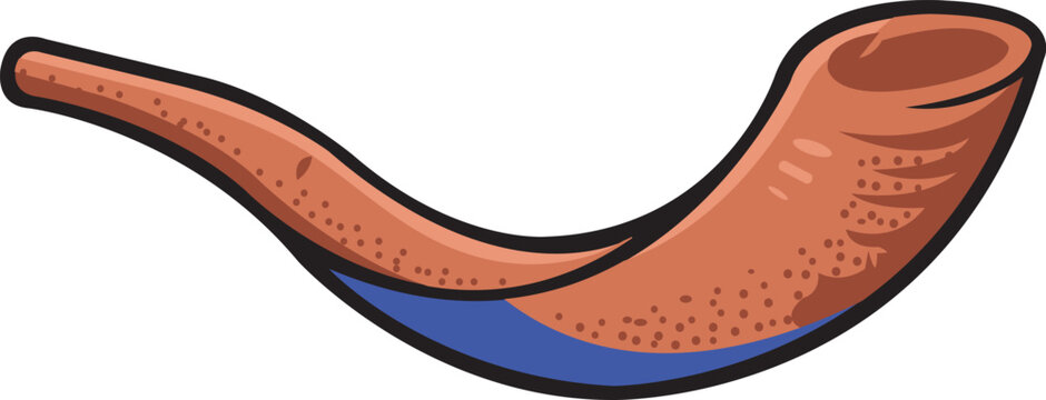 Traditional Jewish Shofar Rams Horn Illustration for Rosh Hashanah