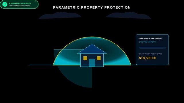 Parametric Property Protection Animation Showing Automated Disaster Insurance Claim Processing