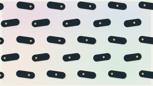 Abstract seamless geometric capsule pattern with rounded shapes and dots on soft pastel gradient background