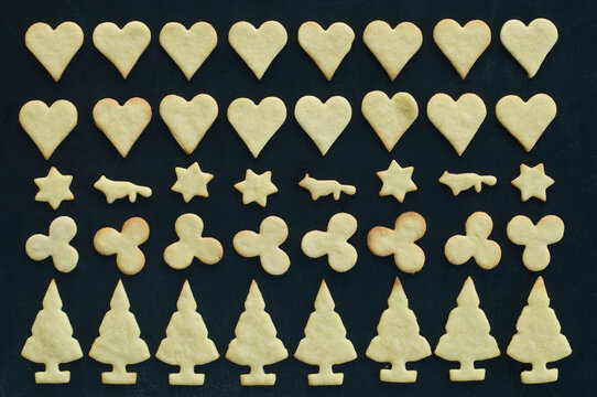 Christmas cookies on baking tray, Christmas time