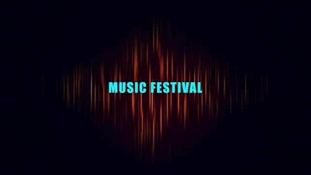 Music festival motion title sequence with abstract glowing vertical light lines background, concert event