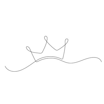 Continuous hand drawn one line drawing of royal crown simple vector