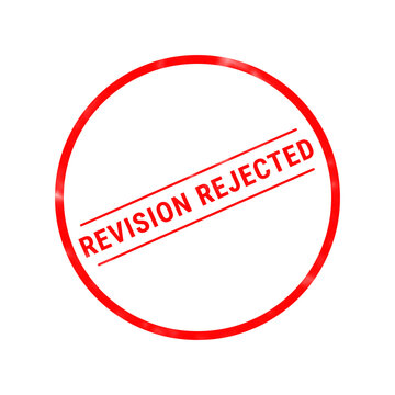 A simple red circular rejected revision stamp illustration clearly shows document disapproval or a failed quality control review process result