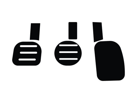 Manual Car Pedal Vector Icons, Clutch, Brake and Accelerator Pedal Set for Automotive Driving and Vehicle Control 