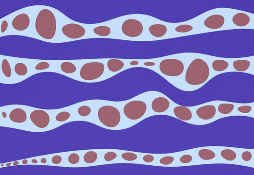 Abstract pattern displays a flowing purple wave and organic shape