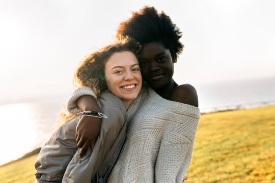 Portrait of two best friends outdoors