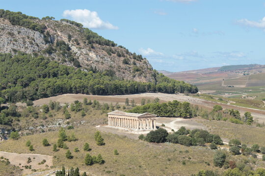 Temple of Segesta in the rural landscape of Sicily, Italy