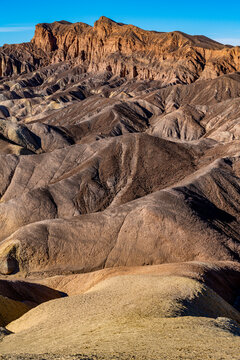Colorful sandstone formations at Zabriskie Point in Death Valley