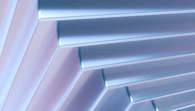 Abstract 3d rendering of pastel layered geometric steps