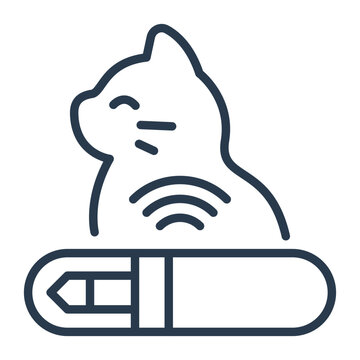 Line Art Cat Pet Tracker Icon for Veterinary Health Monitoring