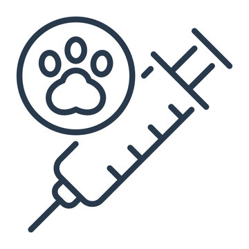 Line Art Pet Vaccination Icon for Veterinary Clinic Healthcare