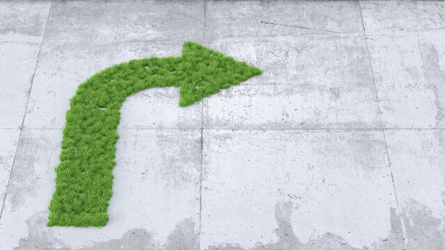 3D Illustration, arrow from grass