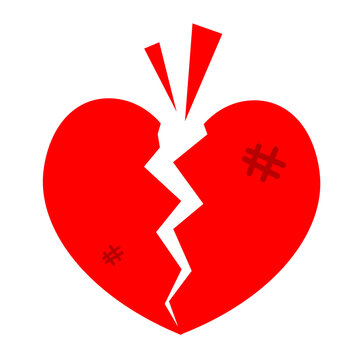 red cute broken heart icon