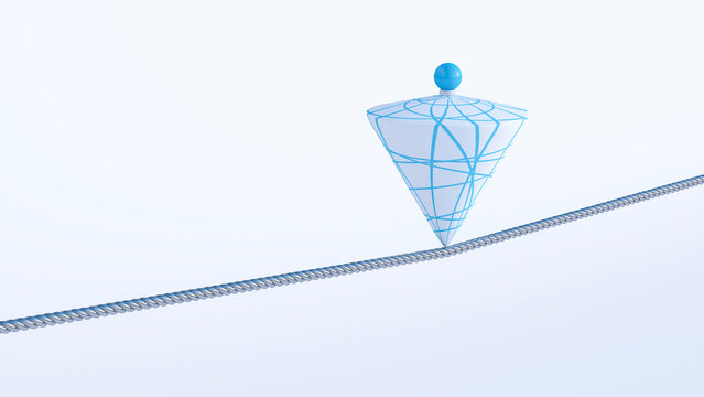 3D Rendering, Balance, object, cone on steel rope