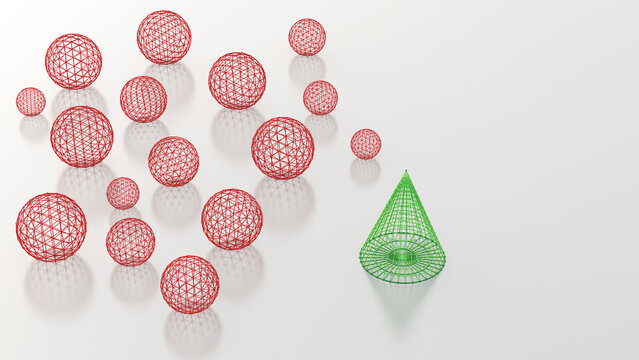 Spheres and cone, 3D-Rendering