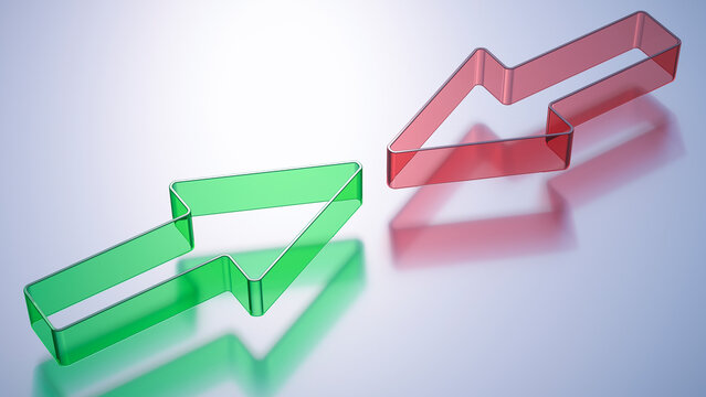 Red and green arrow opposing each other