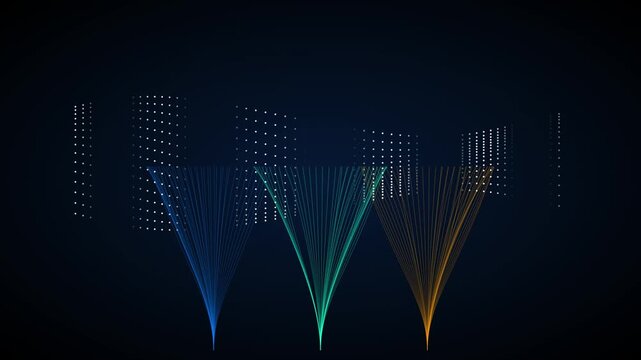 Abstract digital data visualization animation with glowing lines