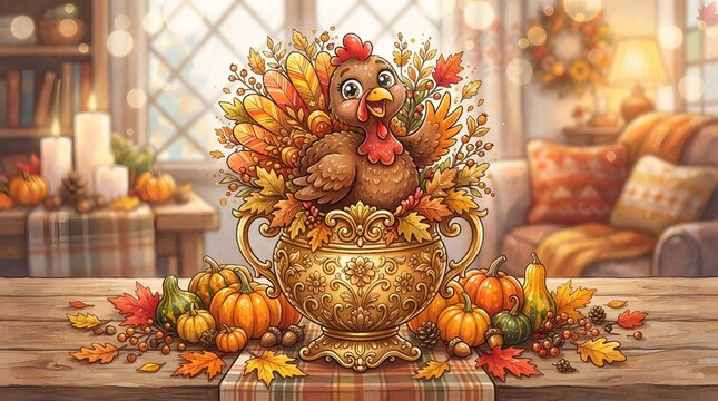 A stunning and intricately designed cornucopia overflowing with the bountiful harvest of autumn representing the spirit of thanksgiving and the abundance of the season a