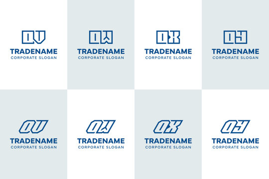 Letters OV OW OX OY Square and Dynamic Logo Set