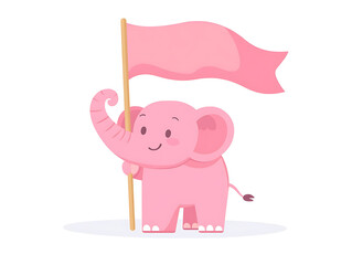 Fototapeta premium Cute elephant illustration in flat vector style isolated on white background