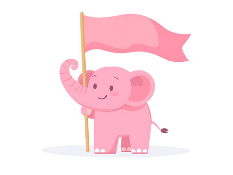 Cute elephant illustration in flat vector style isolated on white background