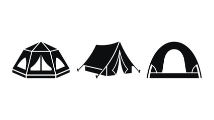 Camping tent featuring different shapes styles for outdoor recreation, travel, adventure activities on background © Rotna Roy
