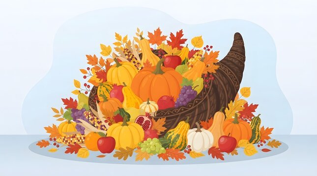 A vibrant and colorful thanksgiving turkey illustration creatively composed of autumn leaves fruits and vegetables embodies the spirit of gratitude and the joyous celebration of