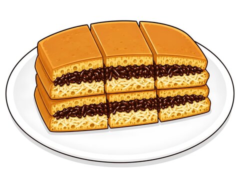 Indonesian Martabak Manis Vector Illustration - Sweet Thick Pancake Filled with Chocolate Sprinkles and Shredded Cheese