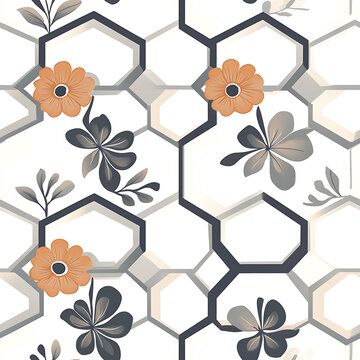 Abstract floor tile texture with repeating ornamental motif for interior and surface design
