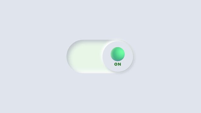 3D Motion Graphics Animation of a Neumorphic Toggle Switch Turning From Off to On State on Light Background