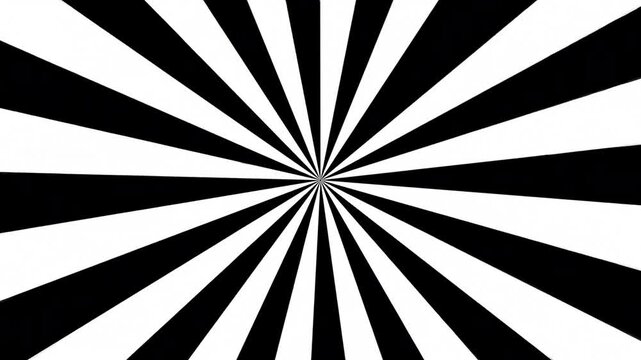 Abstract radial sunburst pattern black and white geometric background with radiating rays for modern graphic design
