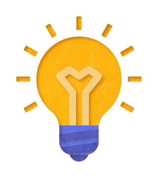 Light Blub Idea Symbol Paper Cutout Textured with Isolated on Transparent Background