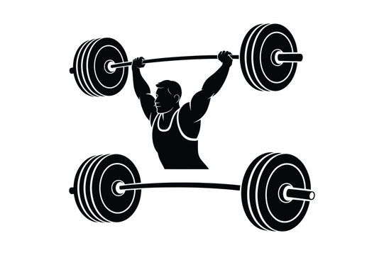 Weightlifter performing a overhead barbell snatch lift with weightlifter