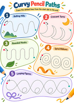 Curvy Pencil Paths Pre-Writing Worksheet