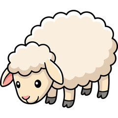 Obraz premium Cute fluffy sheep illustration isolated on a white background for children designs and graphics