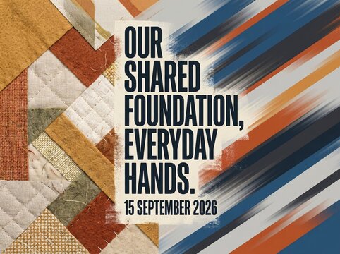 Our shared foundation everyday hands typography poster with abstract patterns