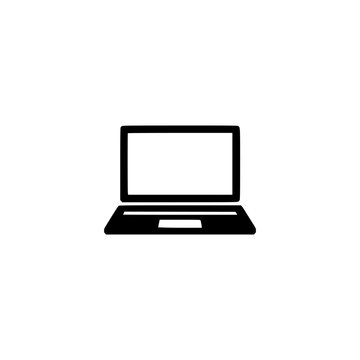 Laptop icon. Solid black glyph of a laptop for computer notebook and work.