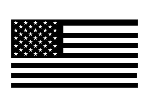 American flag vector icon, black and white USA flag silhouette, minimalist United States national symbol for patriotic design